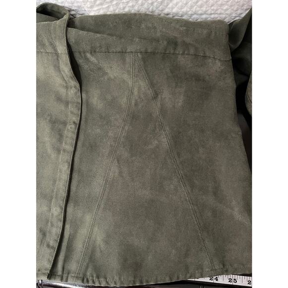 baby & me olive green snap button shirt Blouse Textured Long Sleeve tunic sz M - Picture 12 of 12